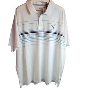 PUMA Men's Golf Polo UPF 40 White Purple Size 2XL Outdoor style 532977-15 NEW